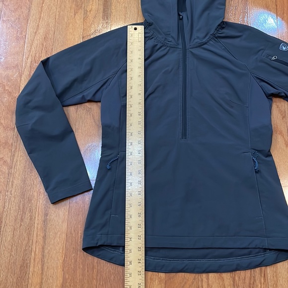 KUHL Projekt XS Dark Gray Black Pop Over 1/4 zip pockets have zipper hood visor - Picture 6 of 16